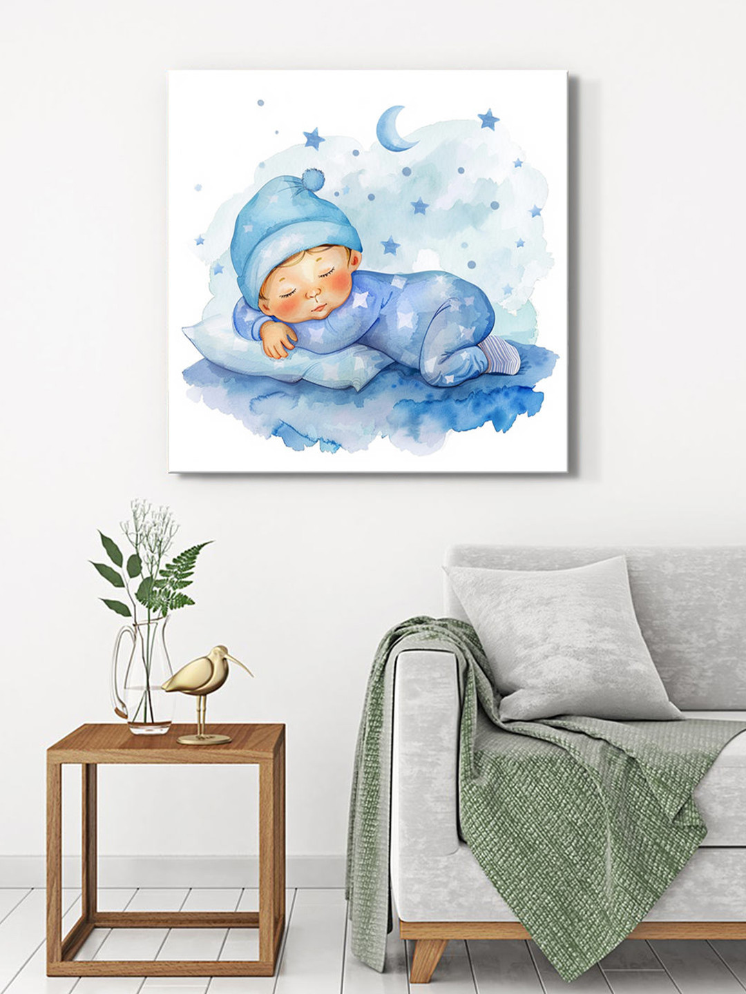999Store Blue & Beige Canvas Sleeping Baby Wall Art