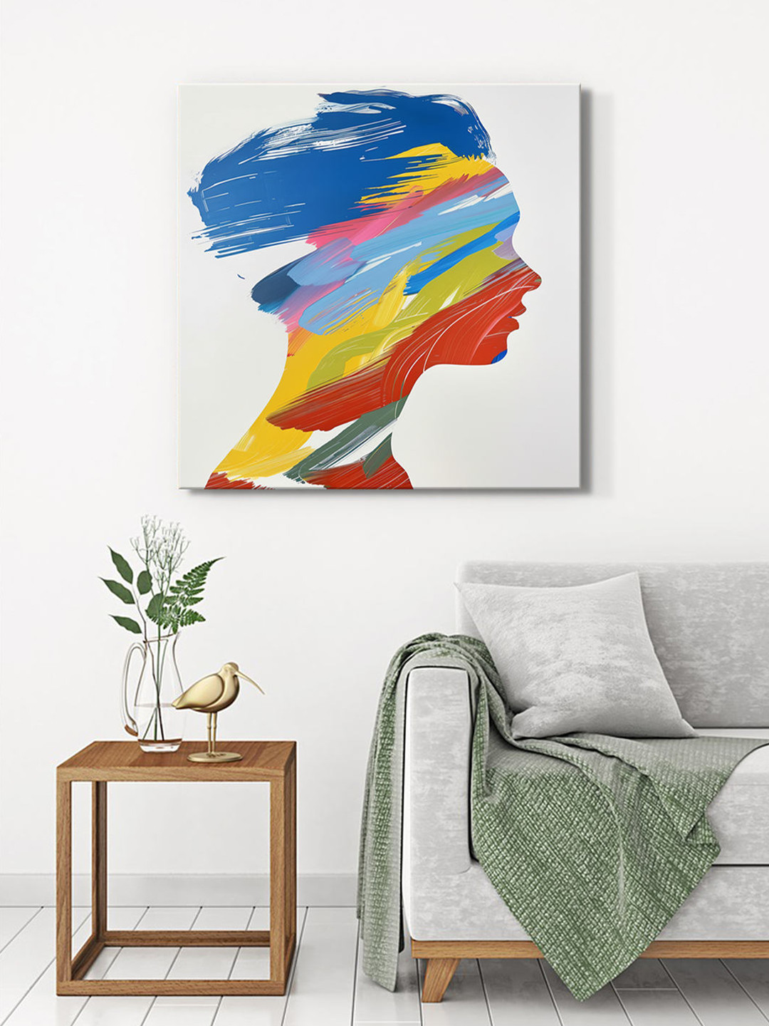 999Store Blue & Yellow Modern Silhouette Canvas Painting Wall Art