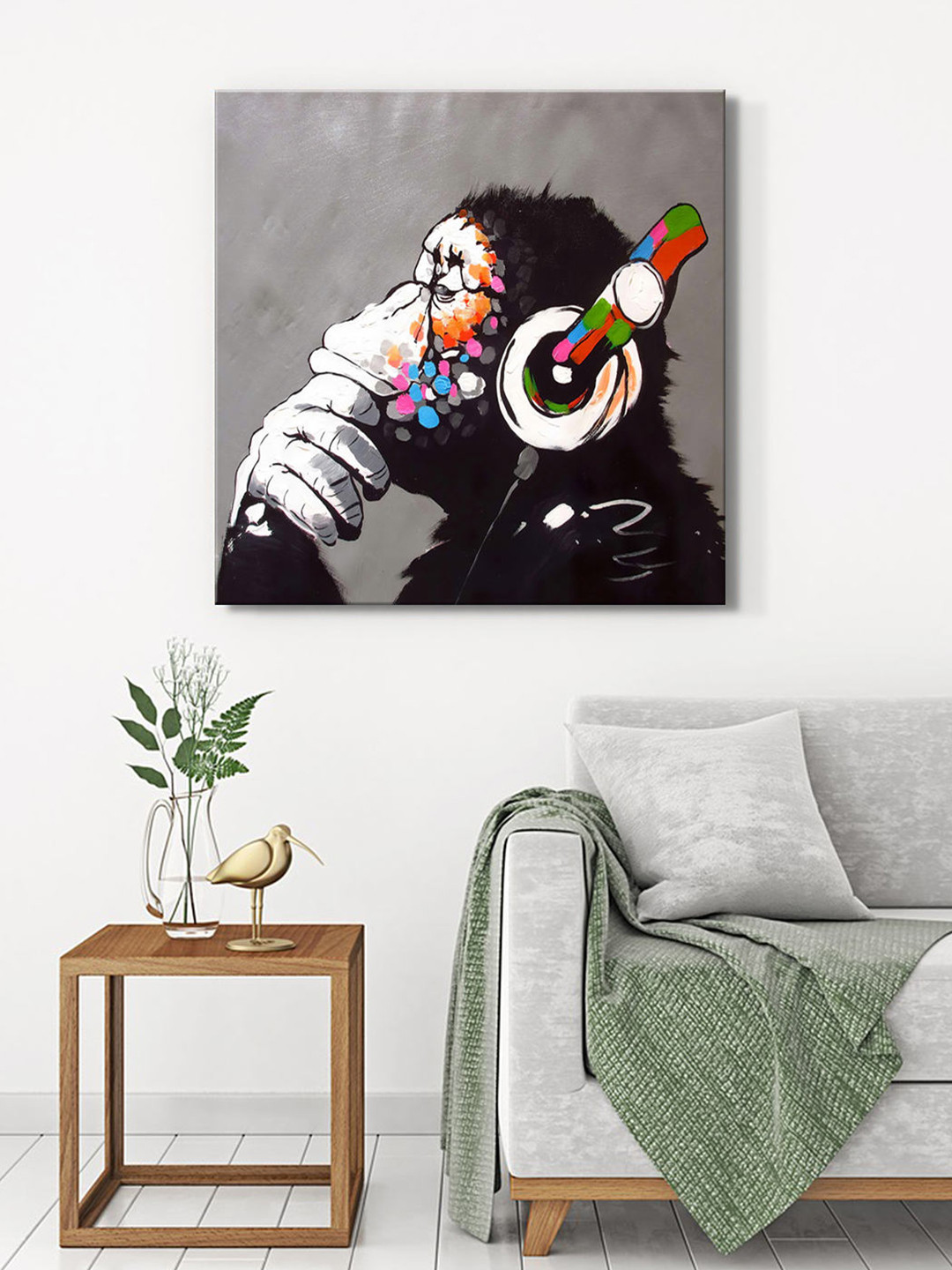 999Store Grey & Black Monkey Canvas Wall Art