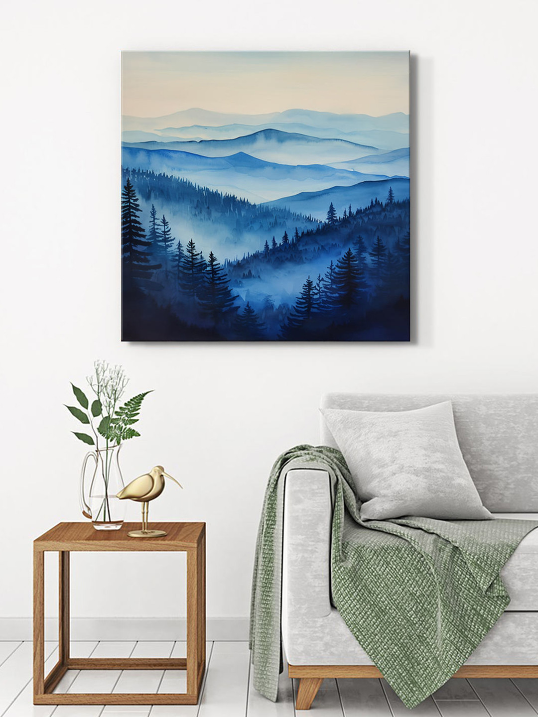 999Store Blue Forest Canvas Wall Square Paintings Wall Art - 36 x 36In