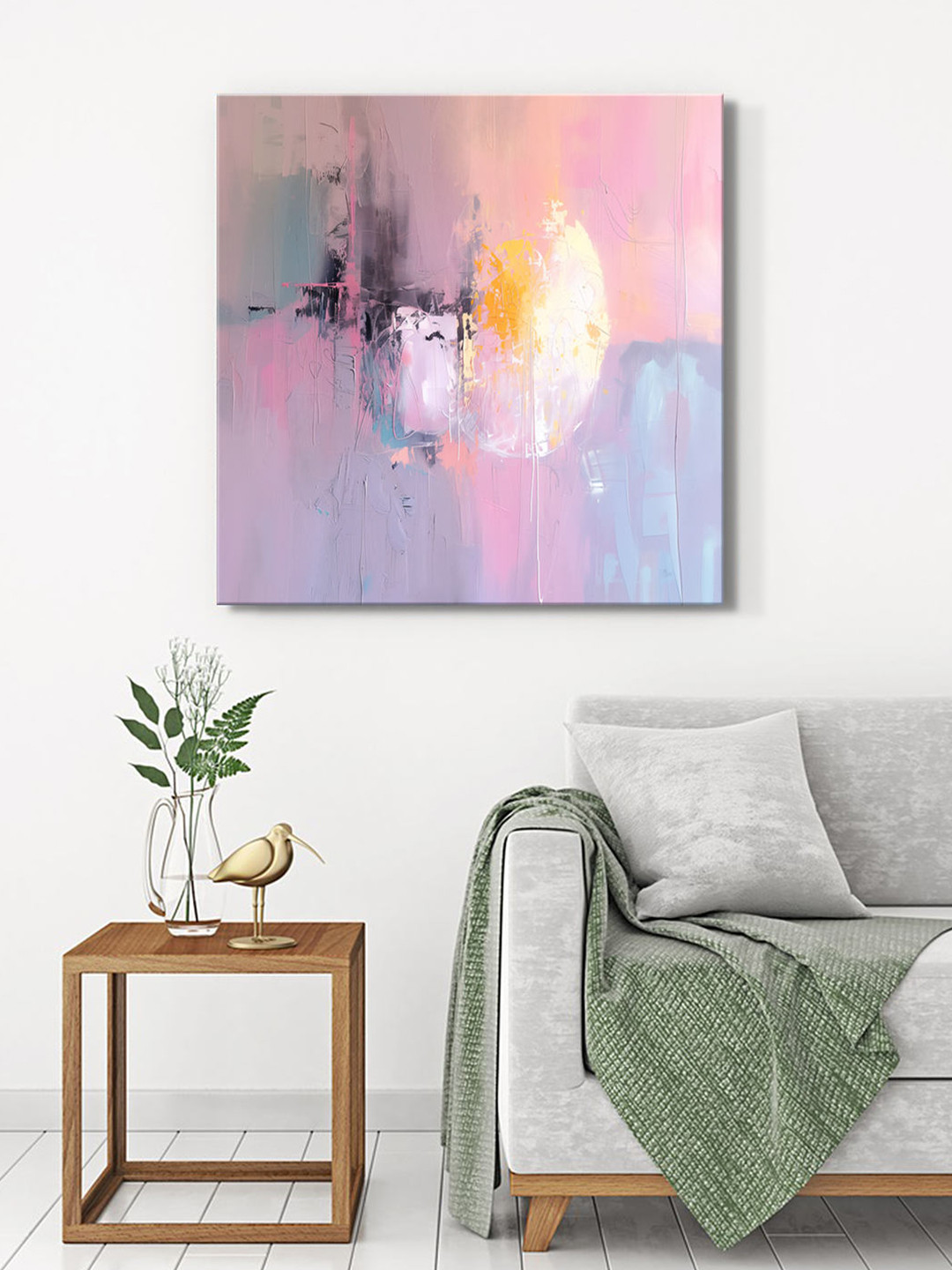 999Store Pink & Purple Abstract Canvas Painting Wall Art