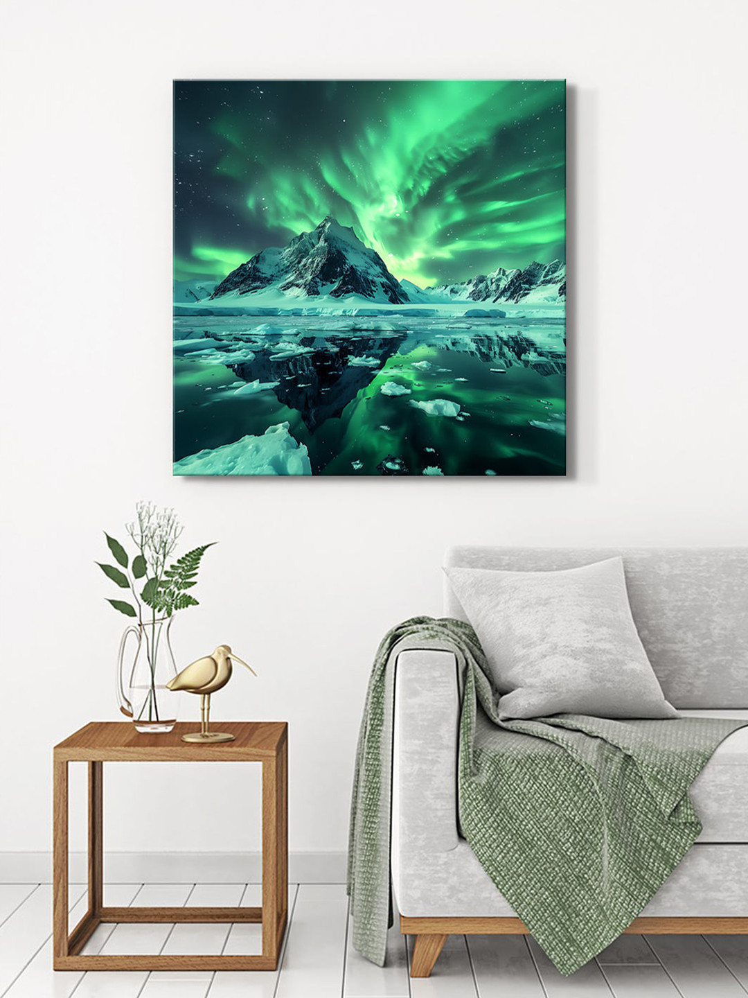 999Store Green & Black Northern Lights Canvas Wall Art