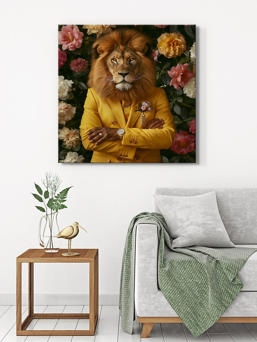 999Store Lion Canvas Wall Square Paintings Wall Art - 36x36In
