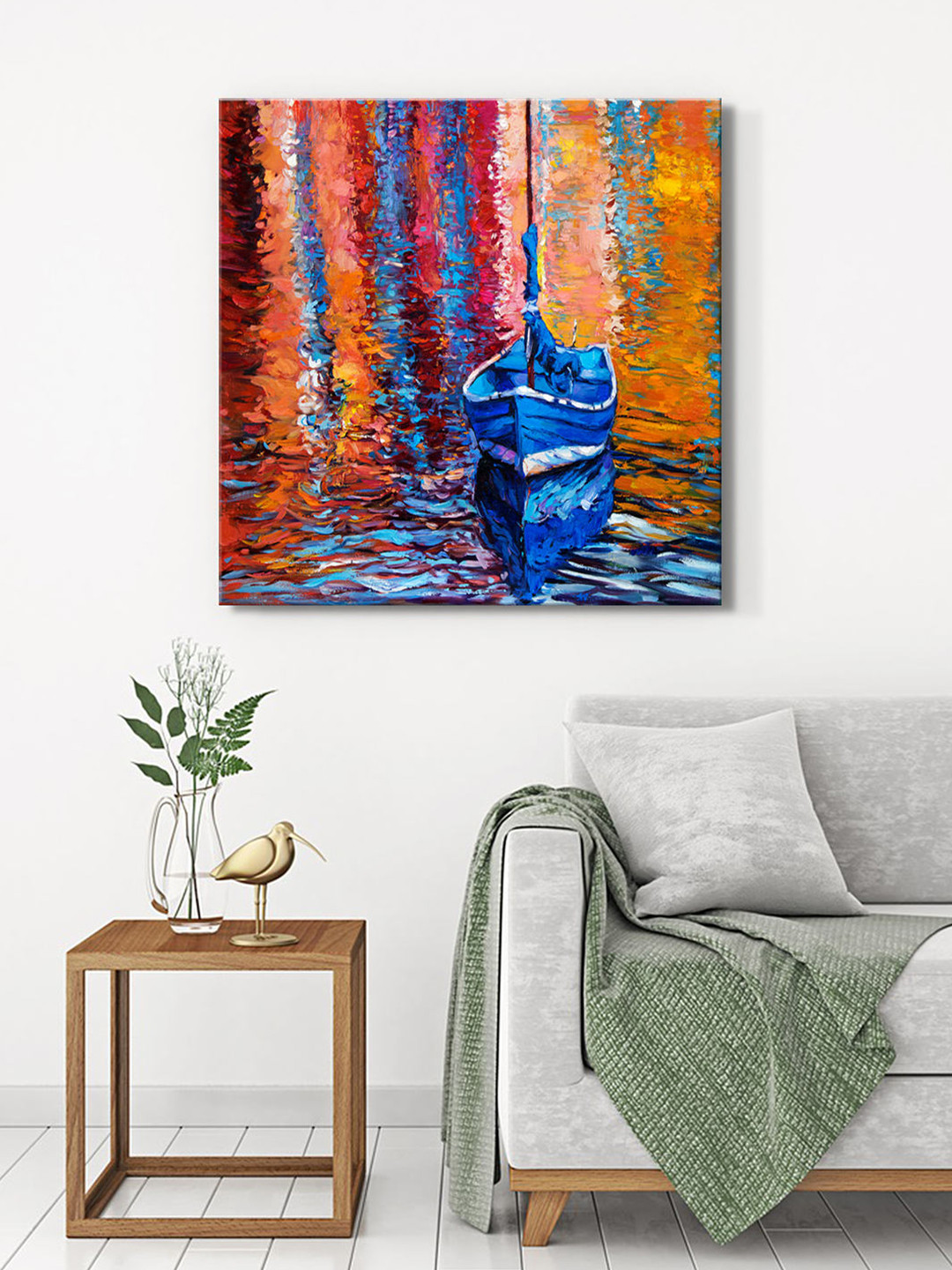 999Store Blue & White Boat Canvas Painting Wall Art