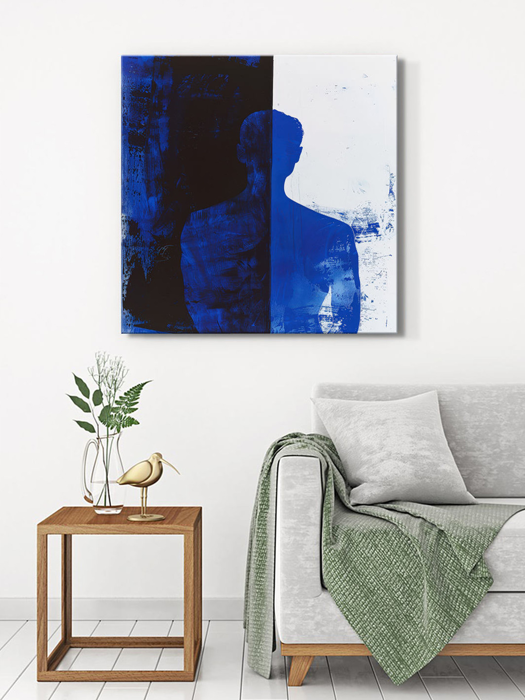 999Store Blue & White Shadow Silhouette Canvas Wall Art