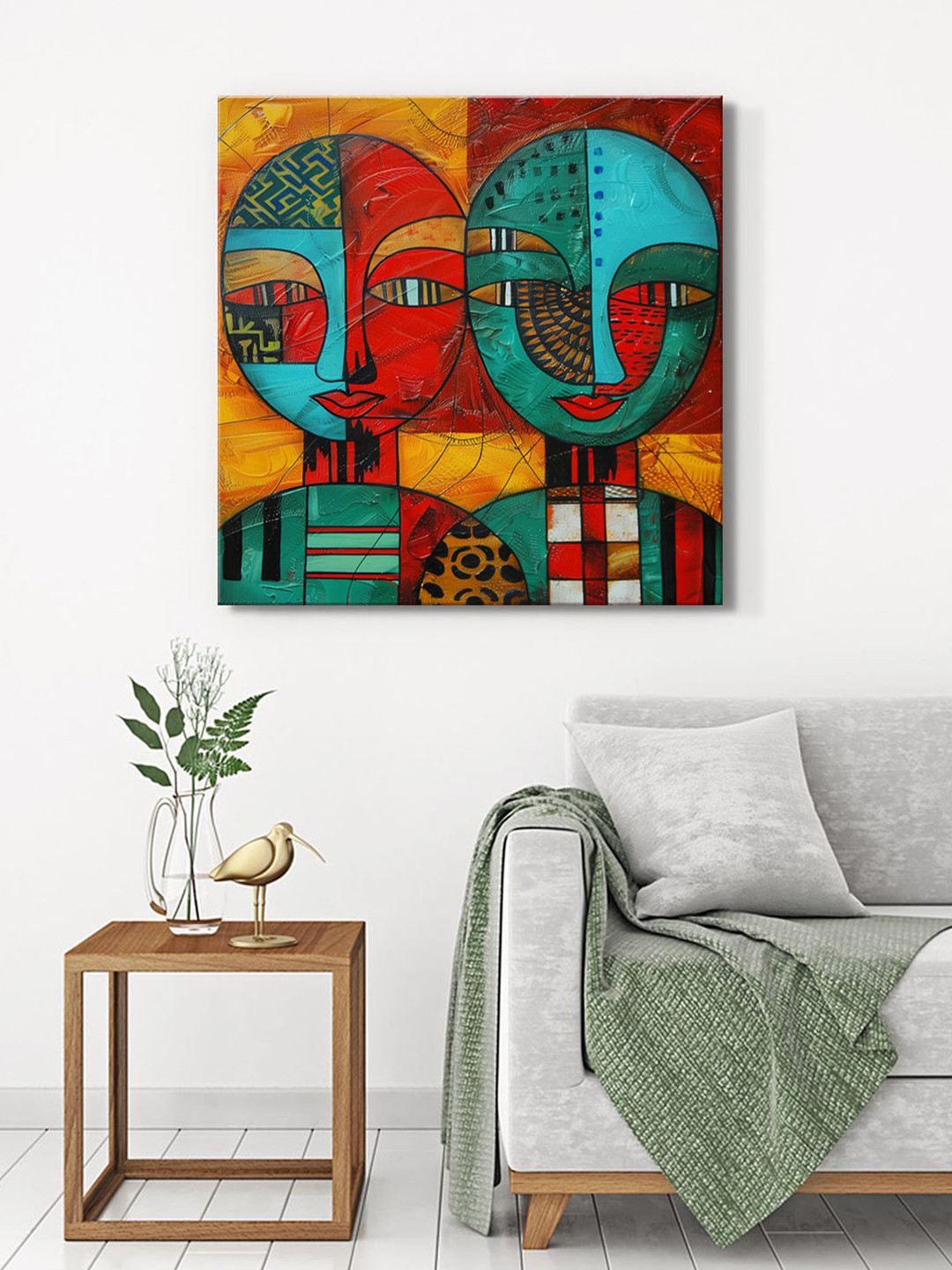 999Store Red & Blue Abstract Faces Canvas Wall Art