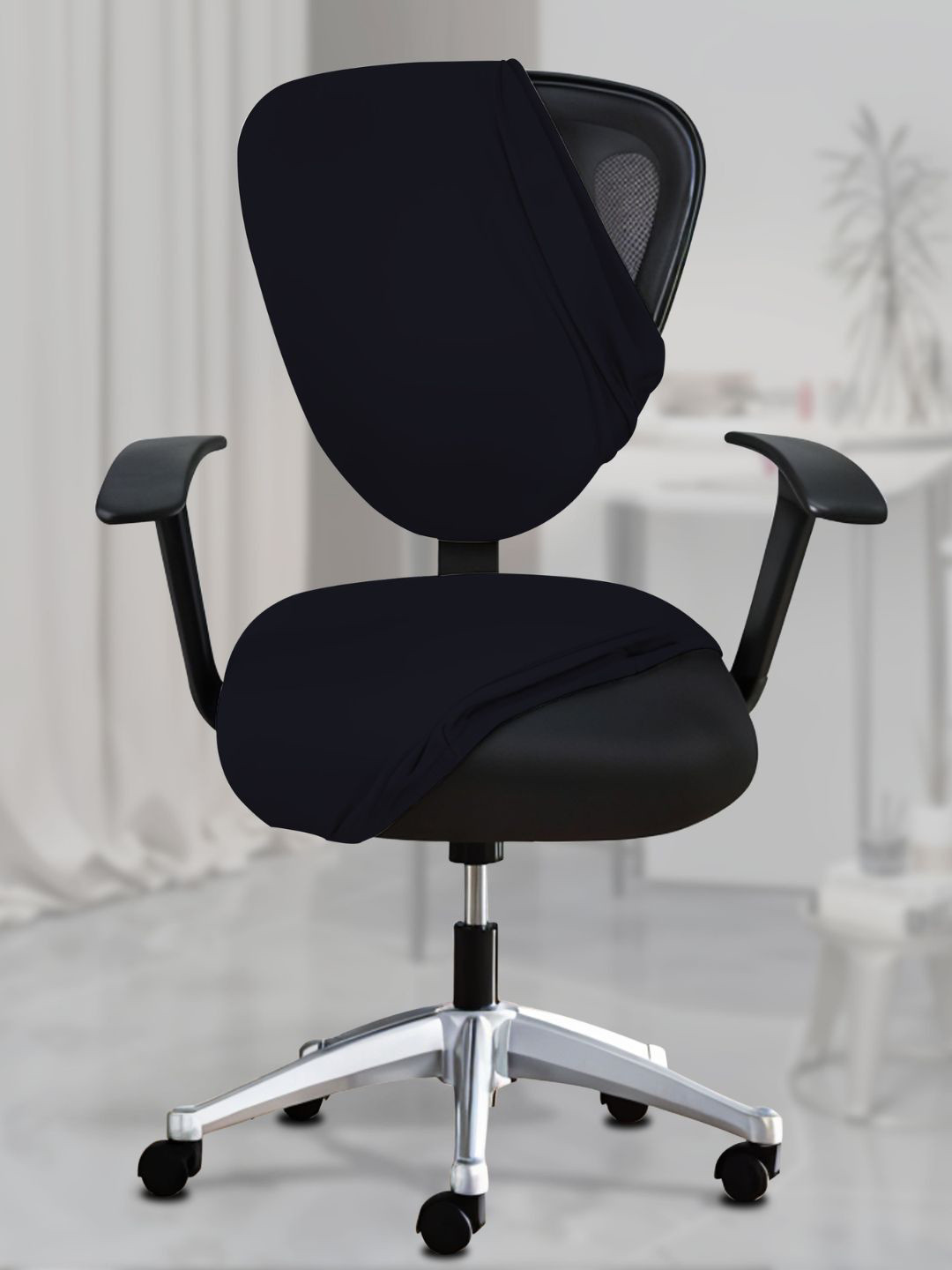 Lazi 200 GSM Black Stretchable Office Chair Cover