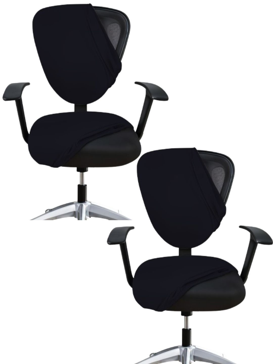 Lazi 200 GSM Black 2 Pieces Stretchable Office Chair Covers