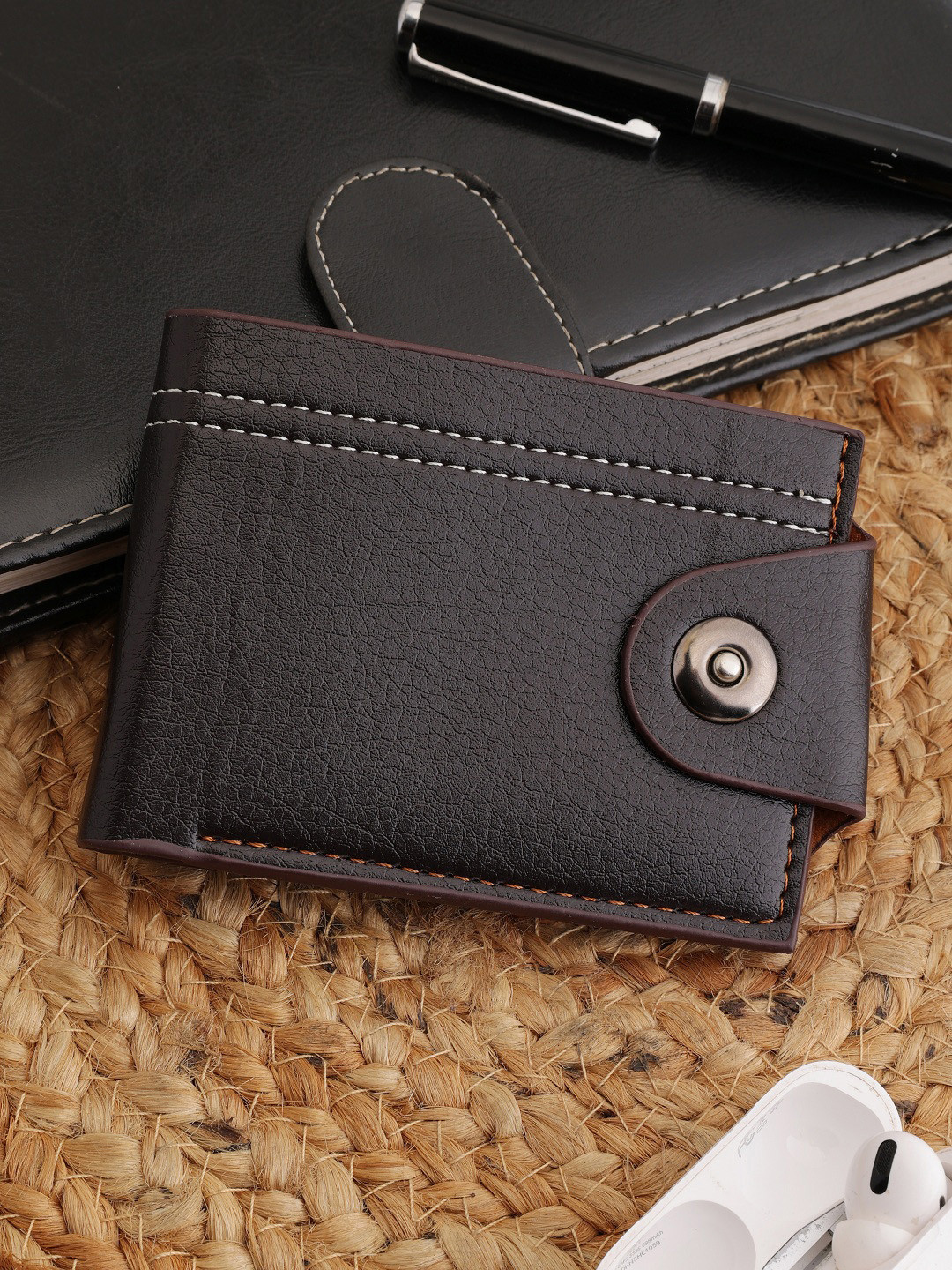 SAZARA Men Self Design Leather Two Fold Wallet