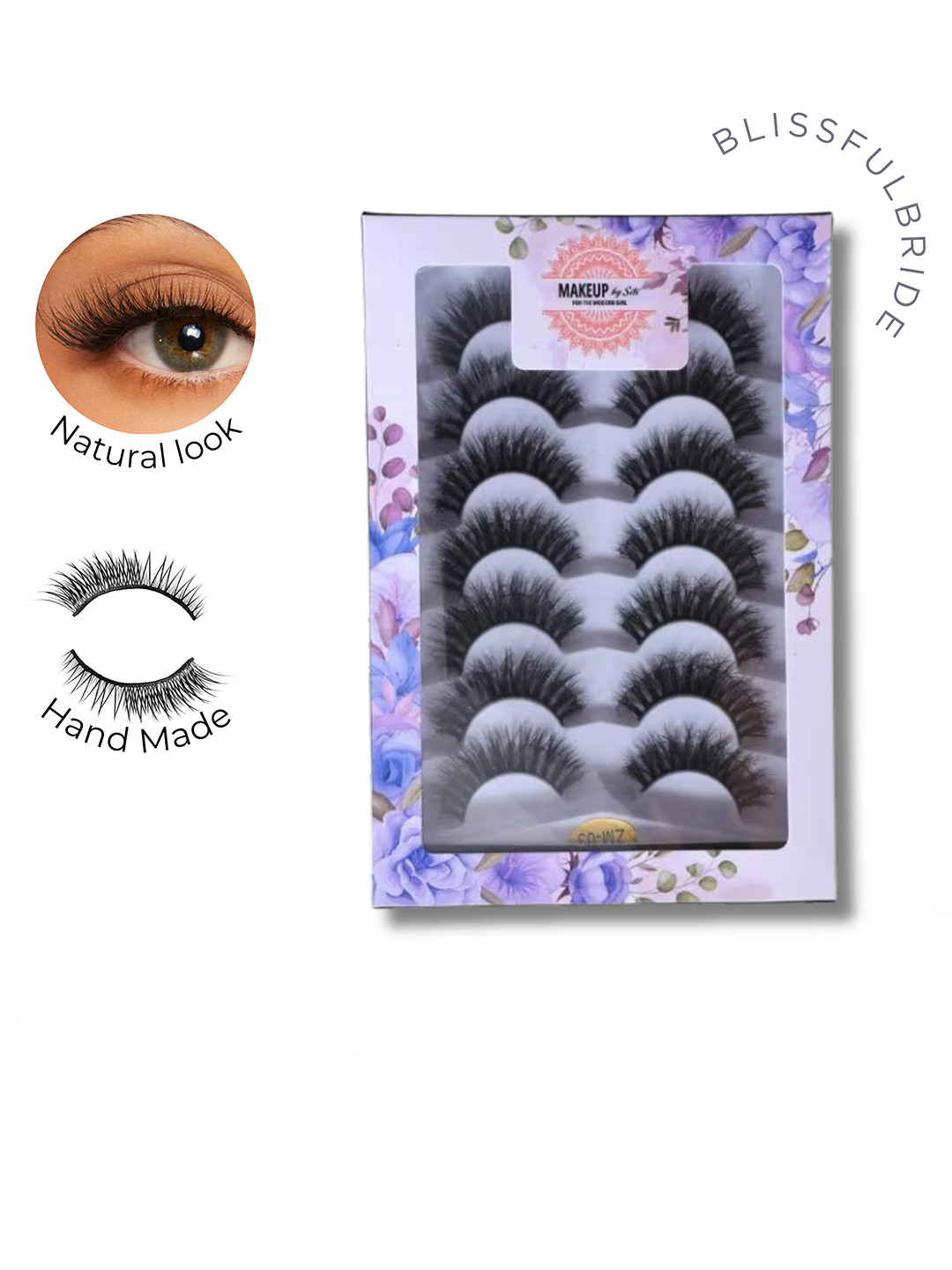 Makeup By Siti Set Of 7 BlissfulBride 3D Natural False Eyelashes - Black