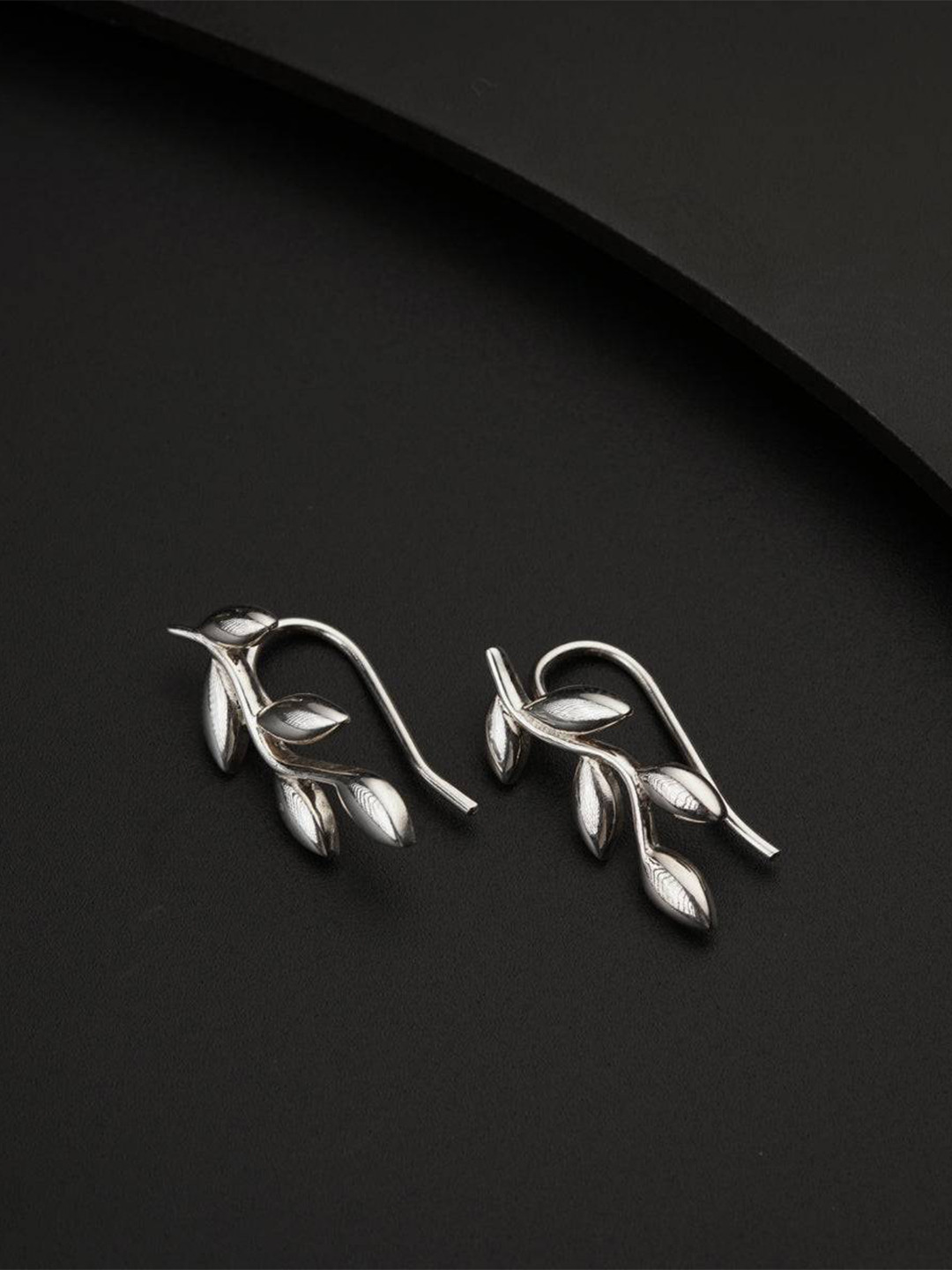 House of Aadyaa 925 Sterling Silver Leaf Drop Earrings