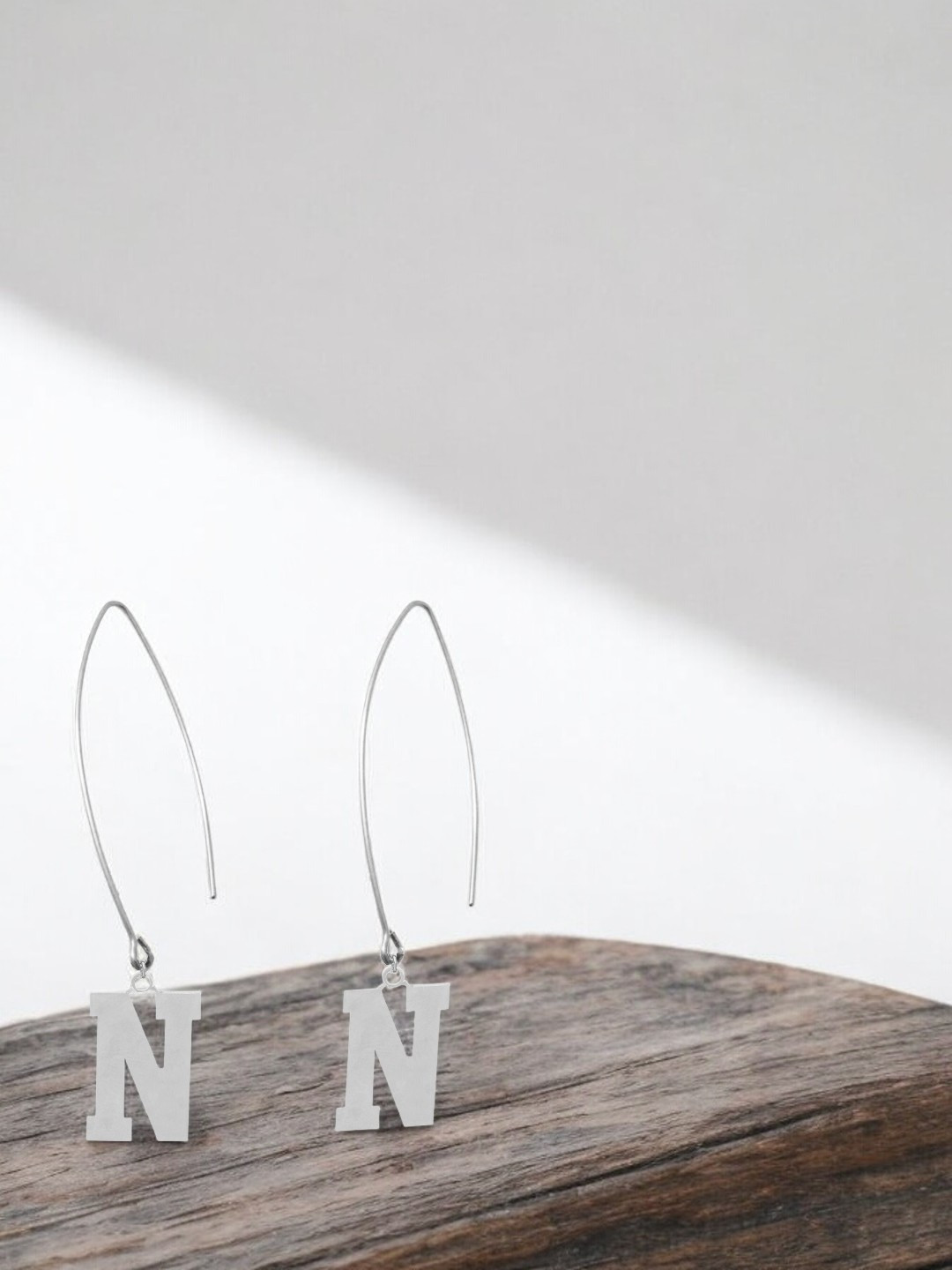 Sangria 925 Sterling Silver A Alphabet Shaped Drop Earrings