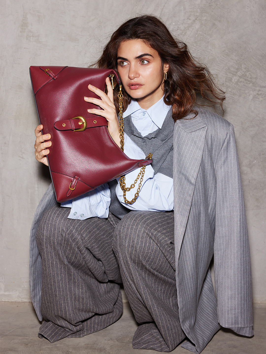 MIRAGGIO Heather Wine Textured Hobo Shoulder Bag