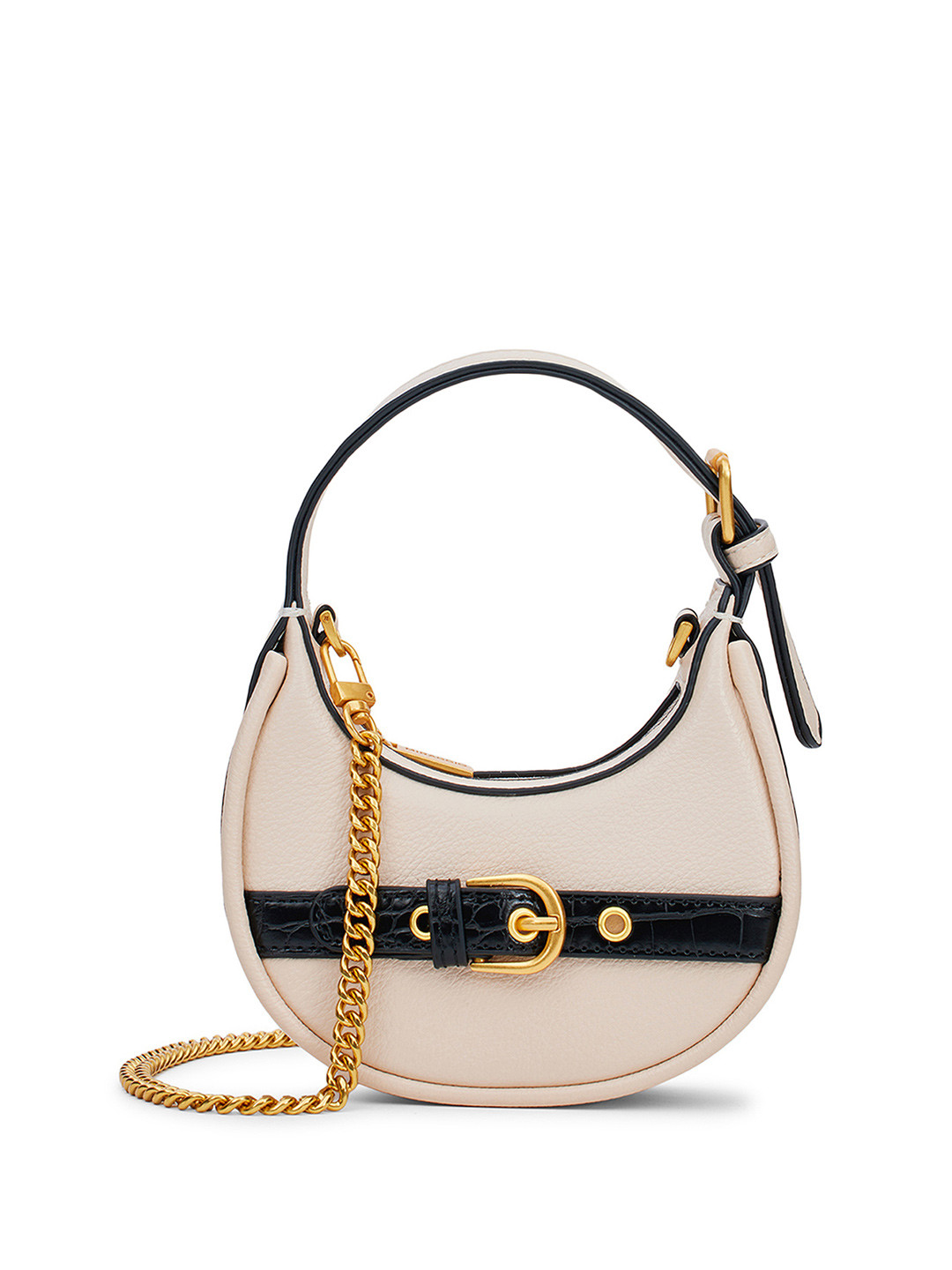 MIRAGGIO Celeste Ivory Top Handle Crossbody Bag With Detachable Chain Strap