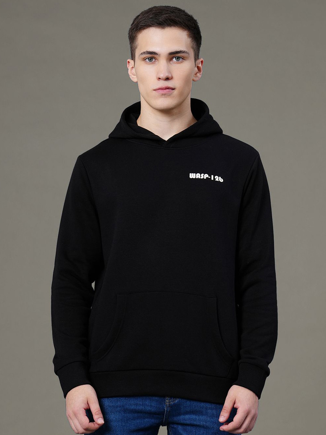 Red Tape Men Graphic Print Fleece Baggy Fit Hoodie