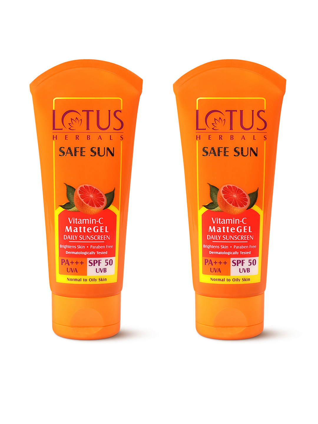 Lotus Herbals 2Pcs Safe Sun Vitamin-C MatteGEL SPF50 Daily Sunscreen - 100g each