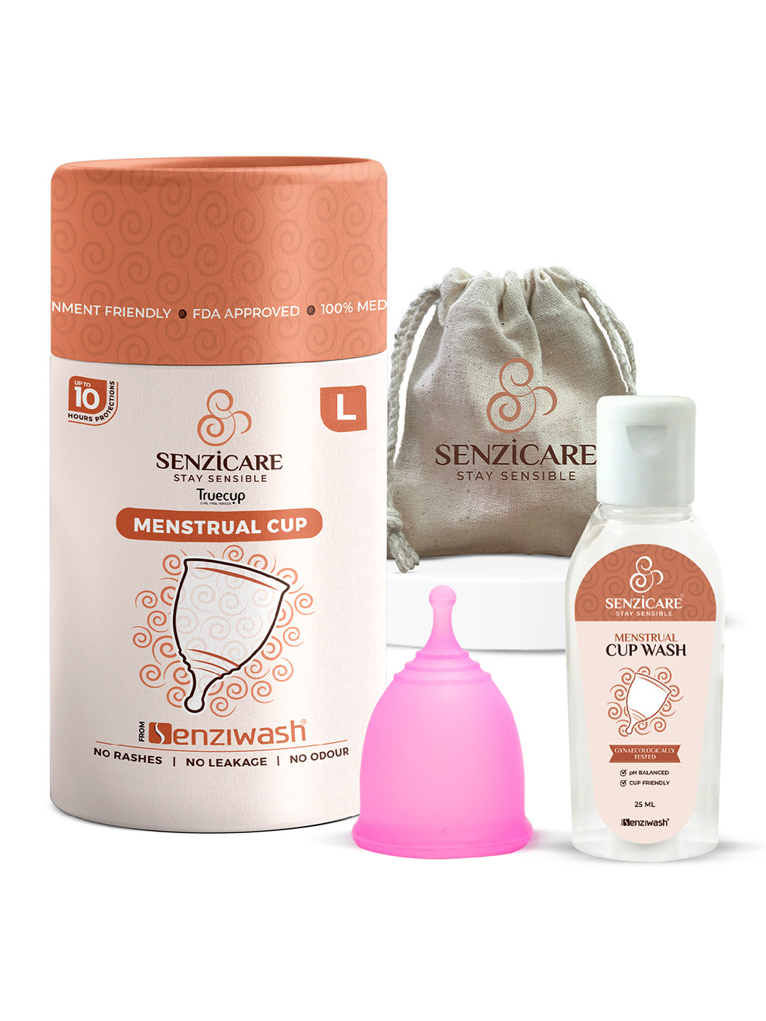 Senzicare Truecup Reusable Mensural Cup With Cup Wash -L