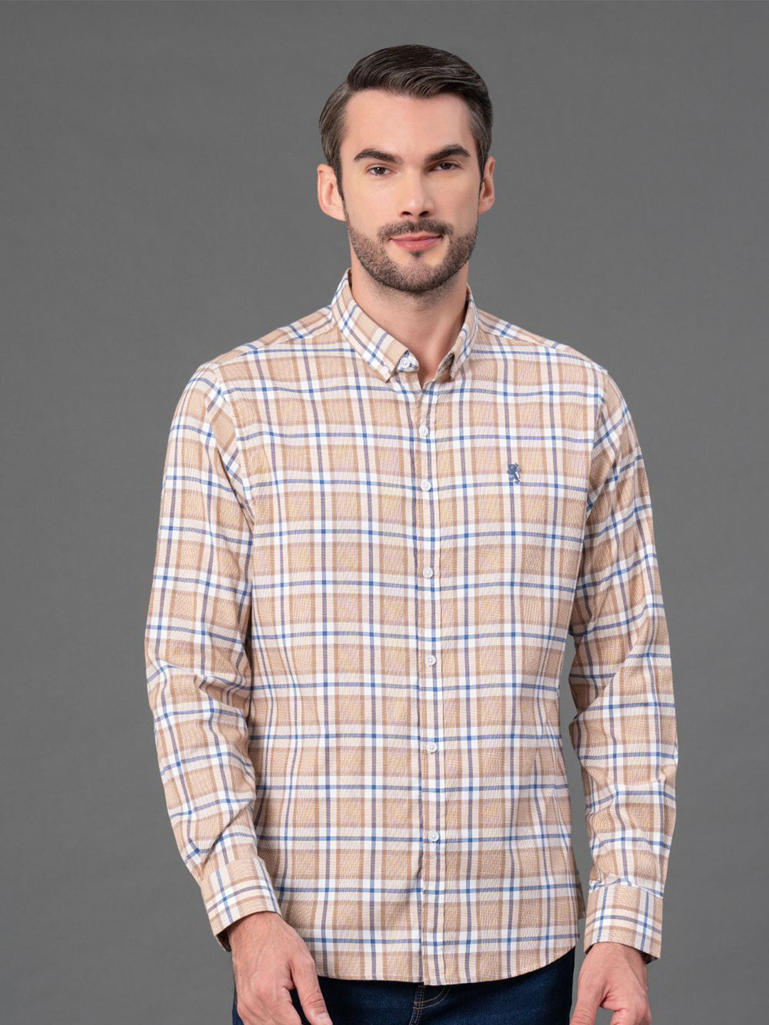 Red Tape Men Checks Cotton Shirt