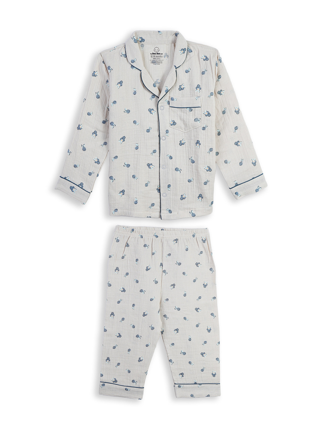 The Boo Boo Club Unisex Kids Cotton Muslin Printed Night suit