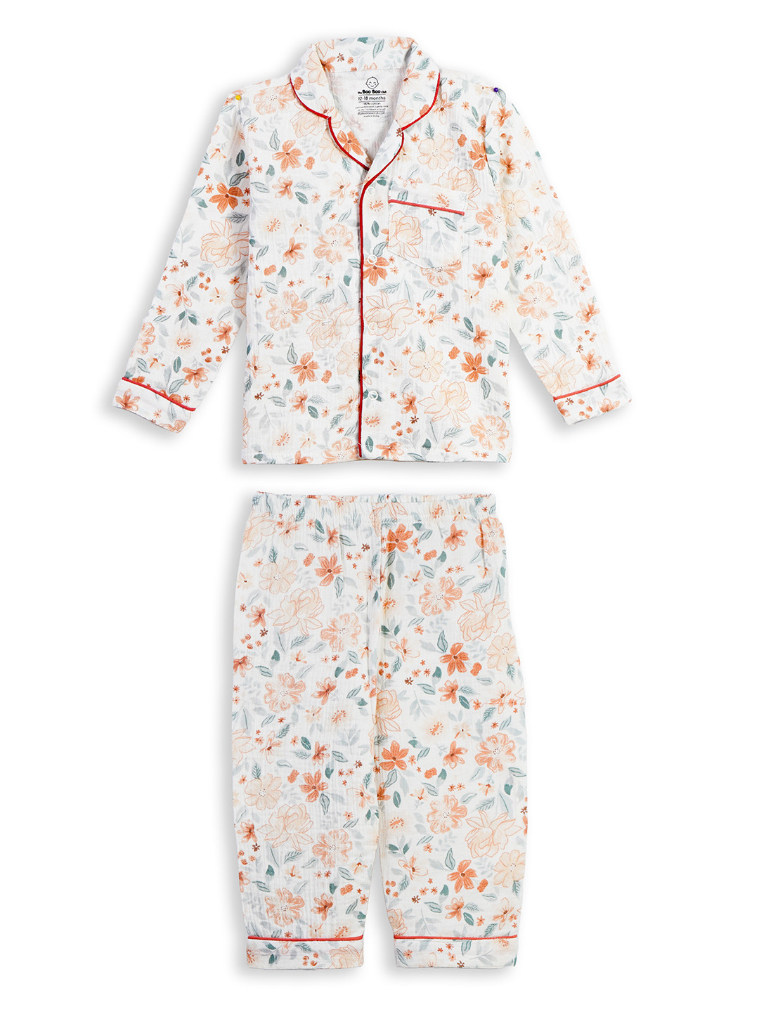 The Boo Boo Club Unisex Kids Cotton Muslin Printed Night suit