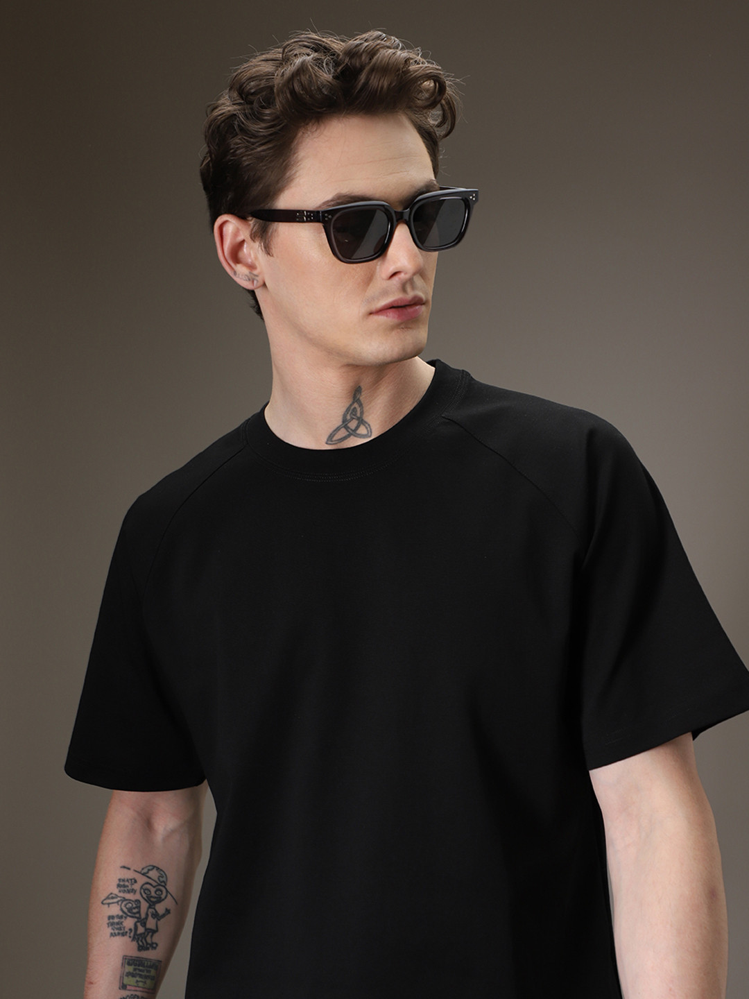 Banana Club Men Solid Raglan Sleeves Oversized T-shirt