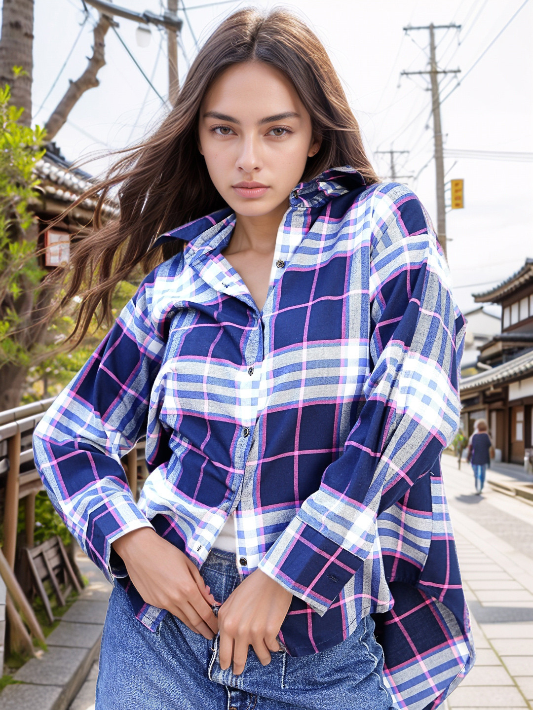 StyleCast X SERA Women Smart Tartan Checks Opaque Checked Oversized Casual Shirt
