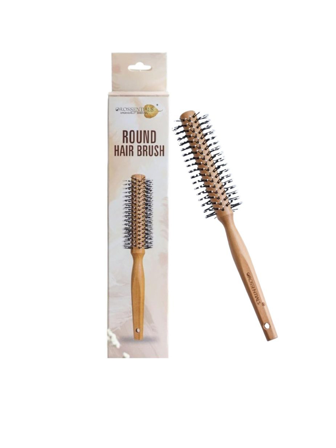 OROSSENTIALS Wooden Round Nylon Bristle Hair Brush