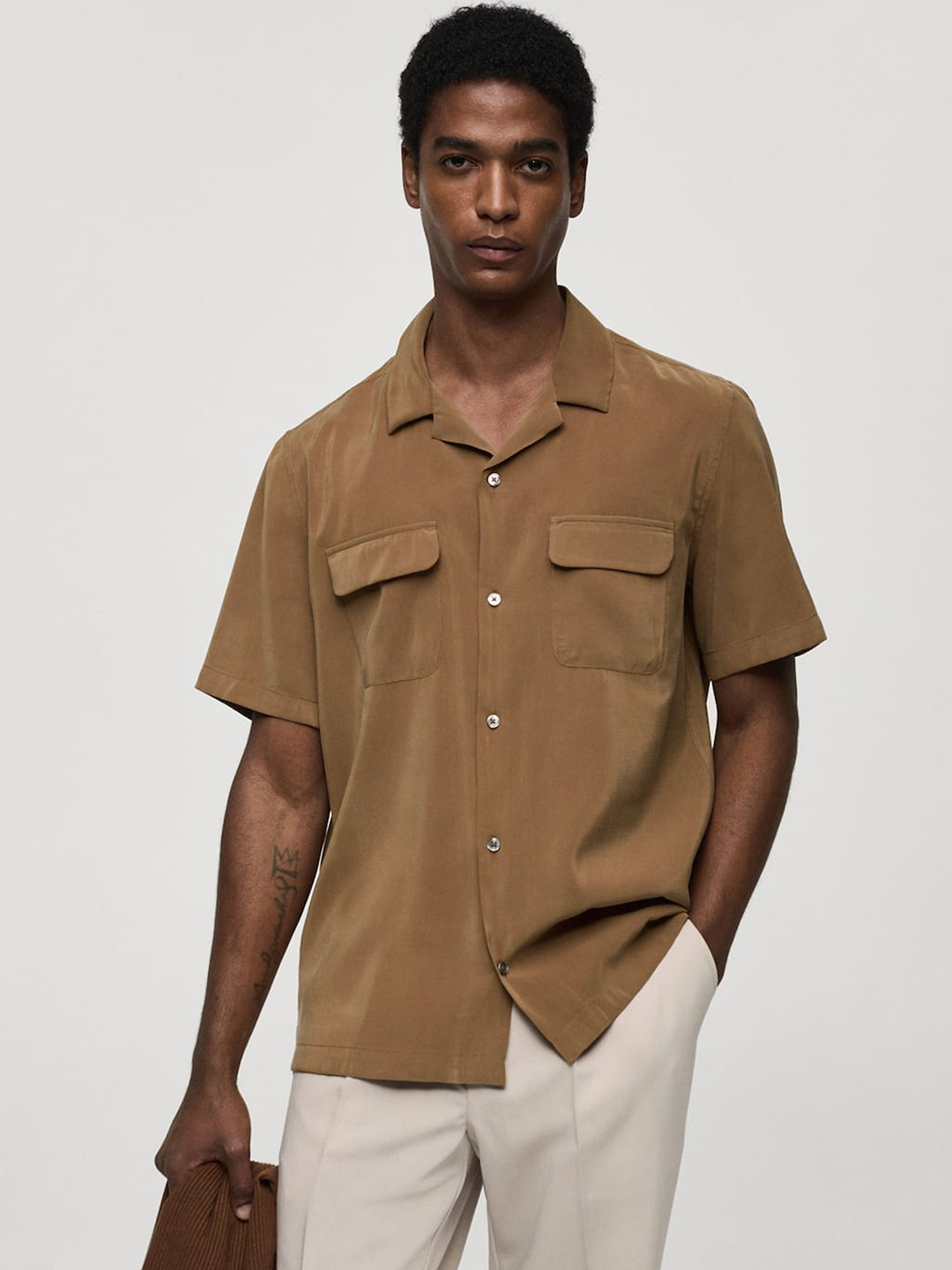 MANGO MAN Club Collar Casual Shirt