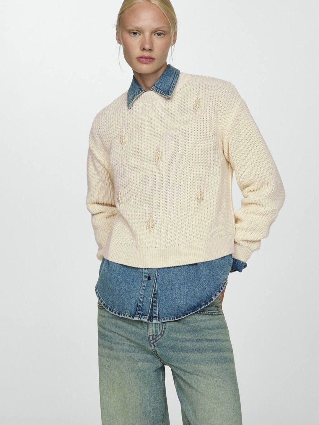 MANGO Women Embellished Detail Pullover