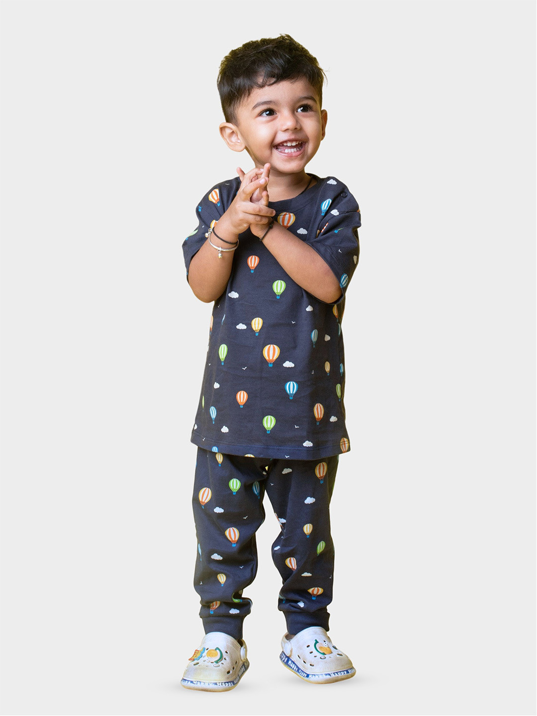Orange Sugar Unisex Kids Printed Pure Cotton T-shirt with Pyjamas