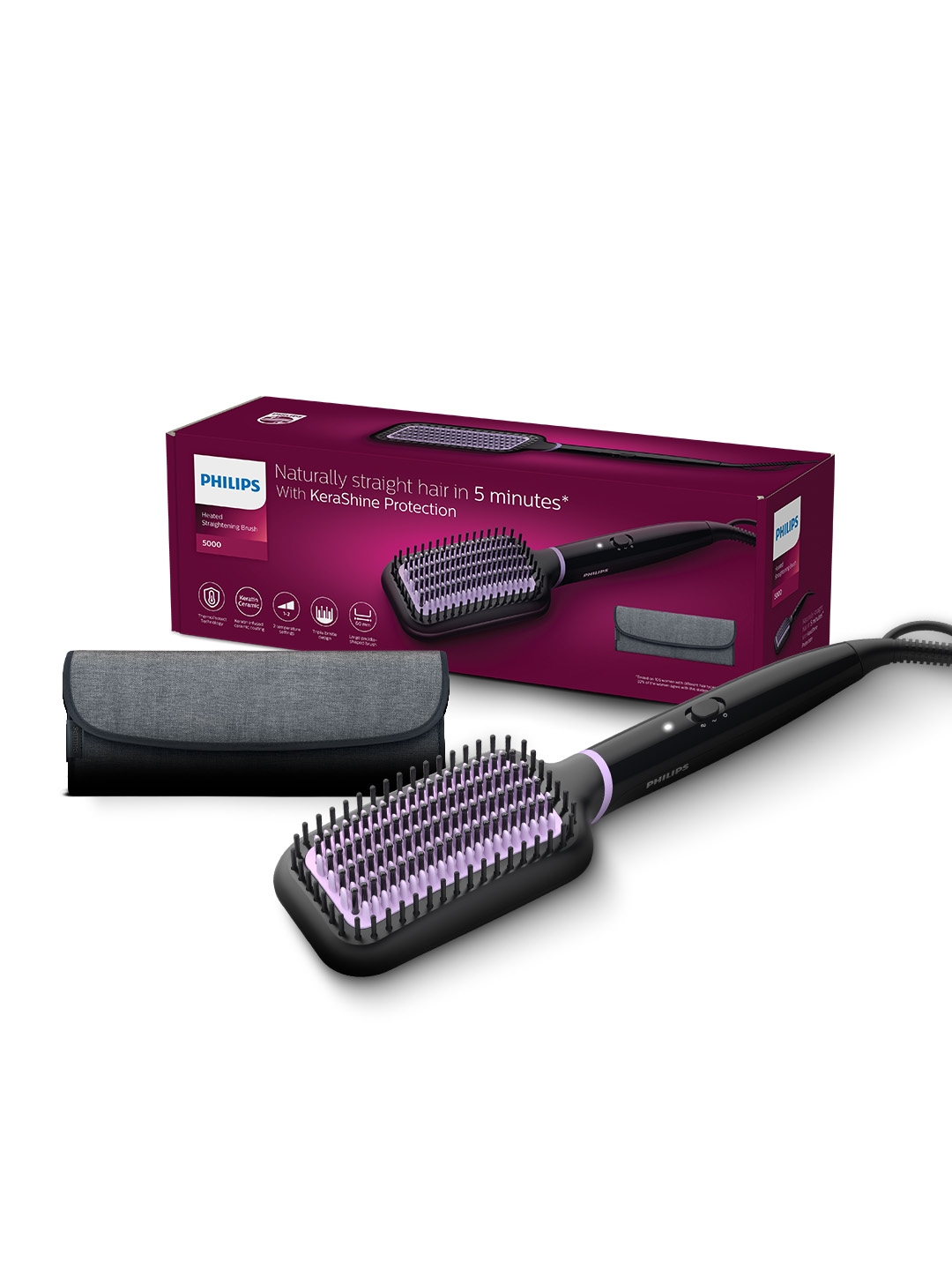 Buy Philips BHH896 10 Hair Straightener Brush with Kerashine Care Black Straighteners for Unisex 30970235 Myntra