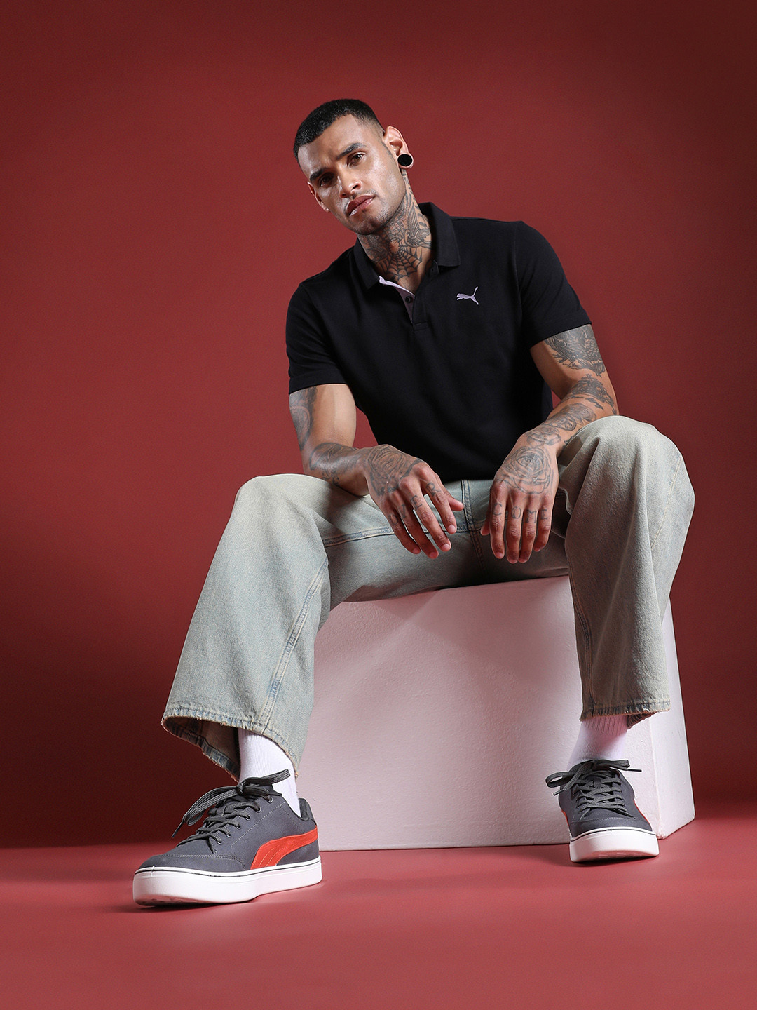 Puma ESS Contrast Placket Polo Collar Slim Fit T-shirt