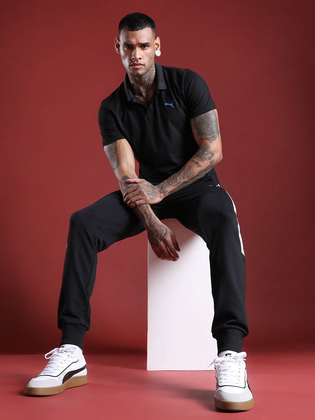 Puma TRAIN Cat Logo Polo Collar Slim Fit T-shirt