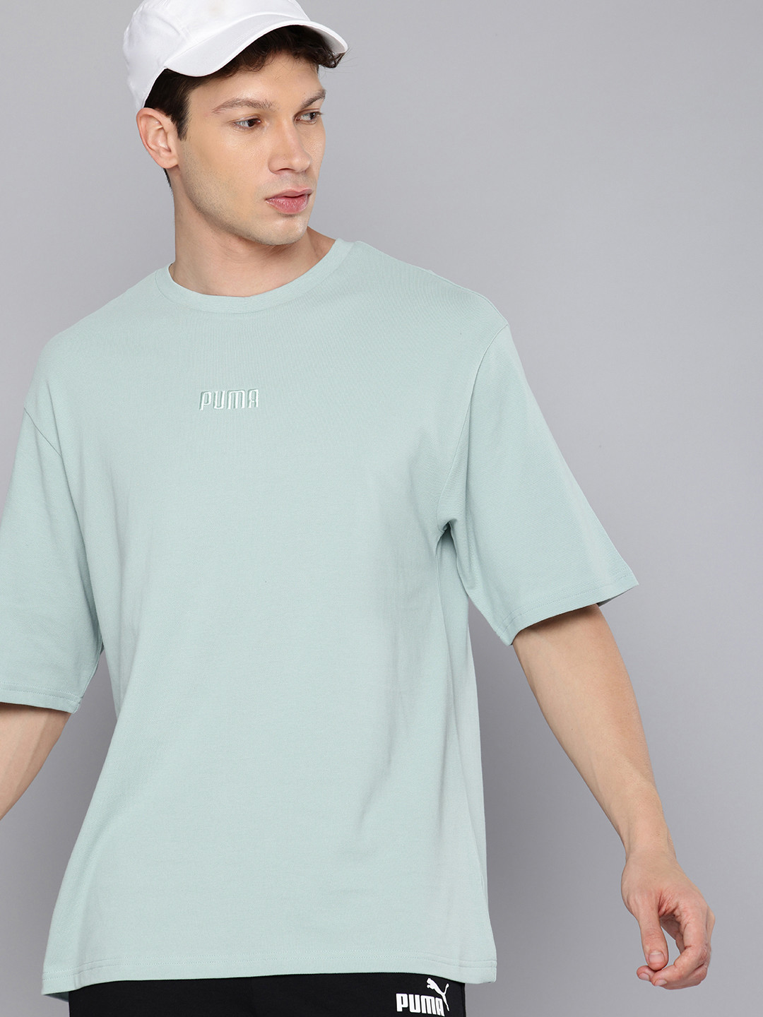 Puma ESS ELEVATED Drop-Shoulder Sleeves Relaxed Fit Pure Cotton T-shirt