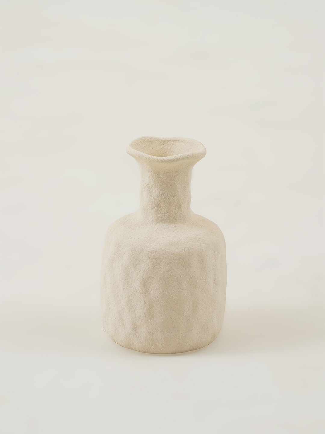 PUREZENTO White  Textured Vintage Roman Boho Ceramic Bottle Vase