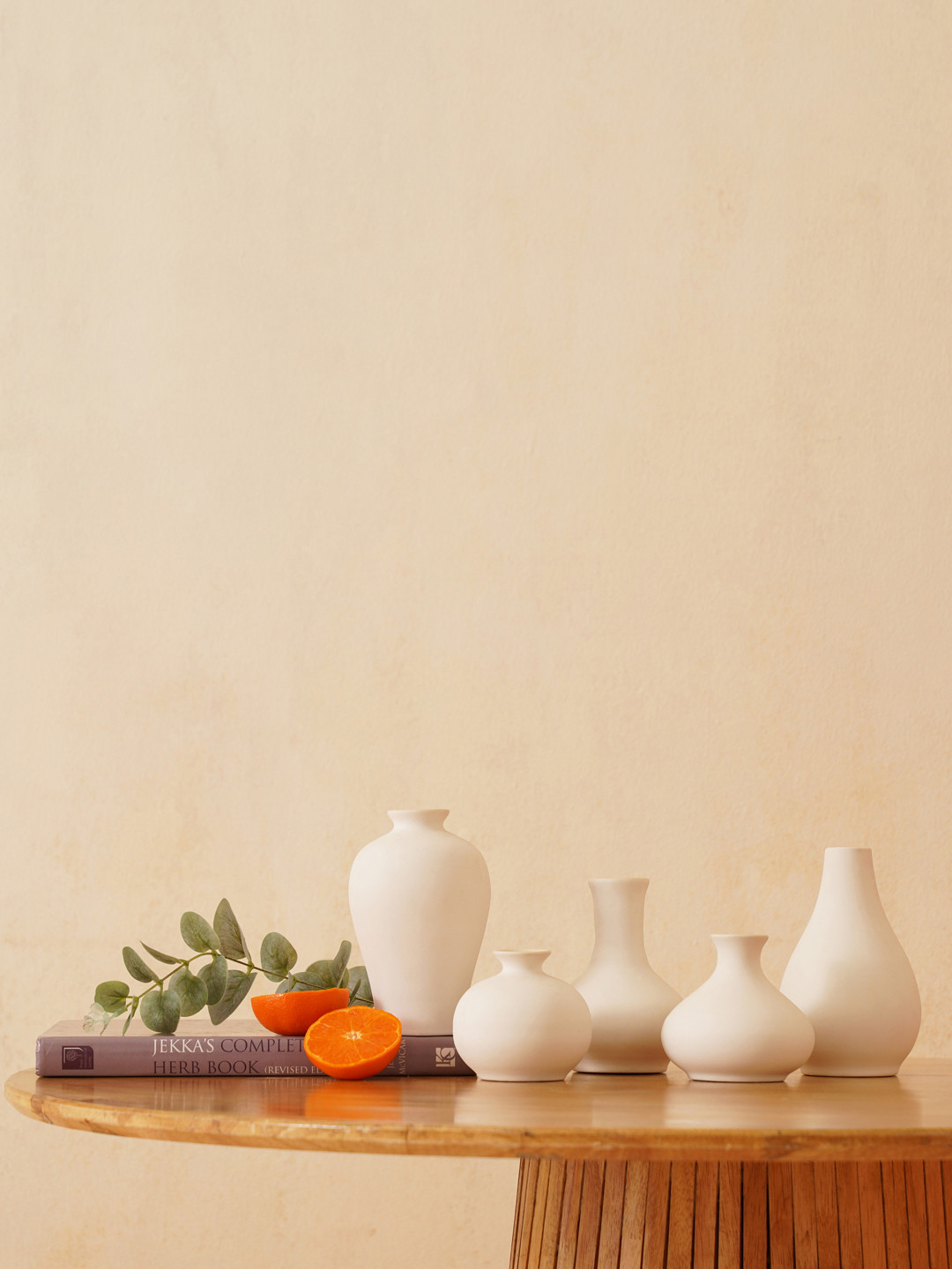 PUREZENTO White 5 Pieces Ceramic Vases