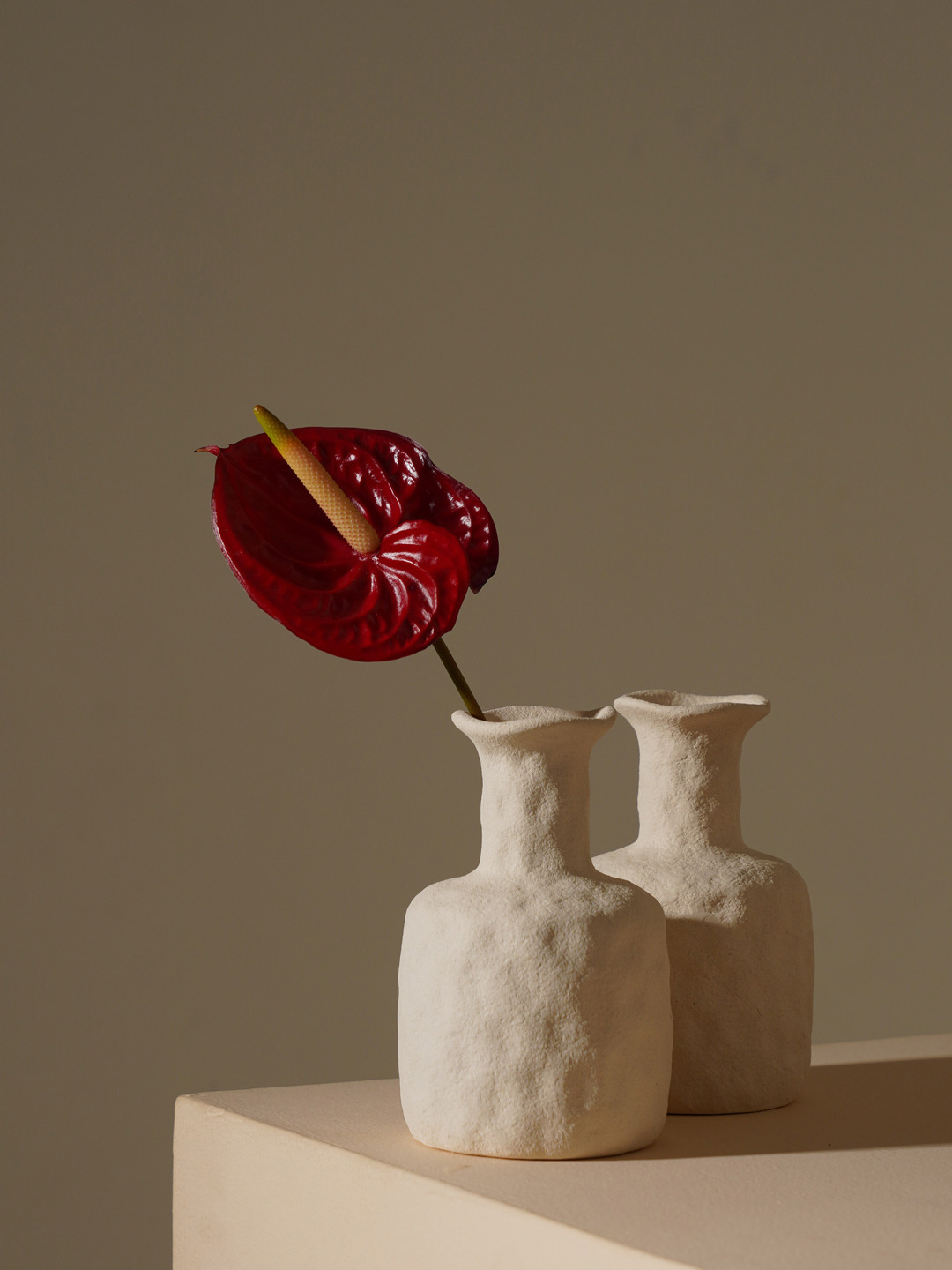 PUREZENTO White Textured Ceramic Vases