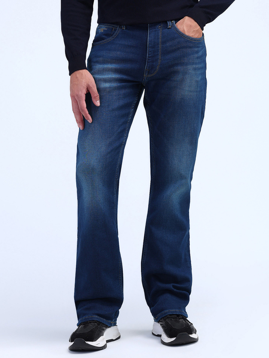 Flying Machine Men Bruce Bootcut Heavy Fade Stretchable Jeans