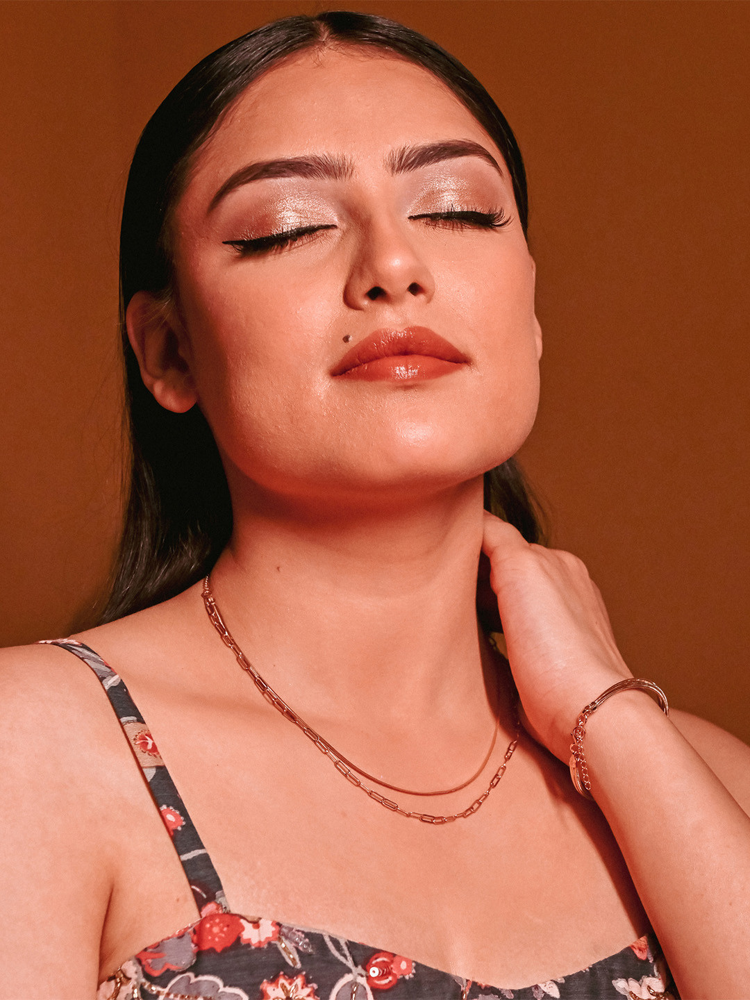 925 SILLER Sterling Silver Rose Gold-Plated Necklace