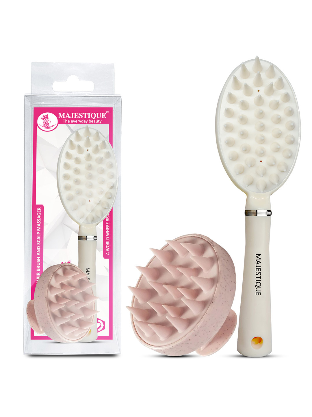 MAJESTIQUE Set Of 2 Cleansing Hair Brush & Scalp Massager