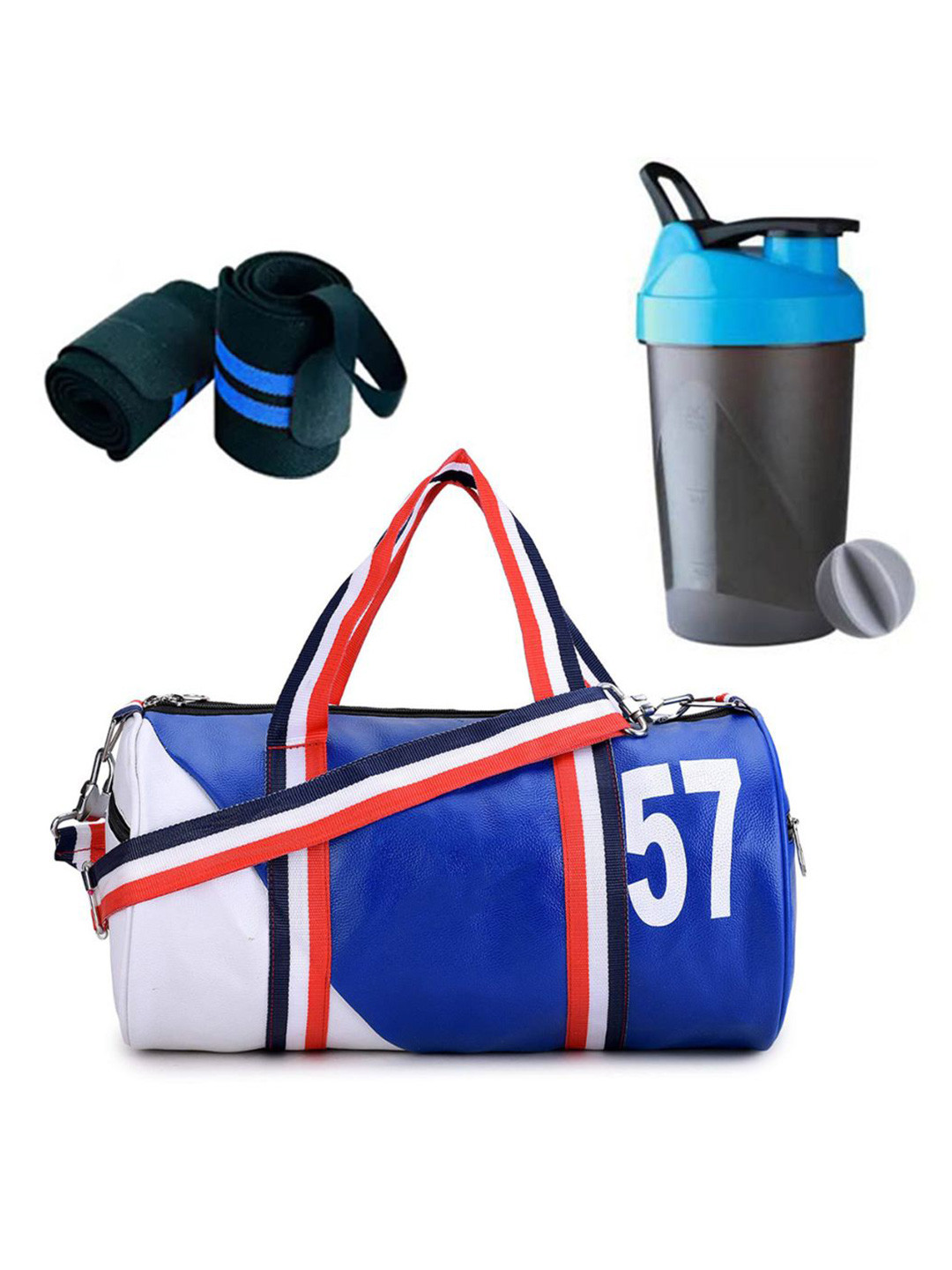 GROUPERS Printed Small Foldable Gym Duffel Bag with Shaker Bottle & Wrist Band