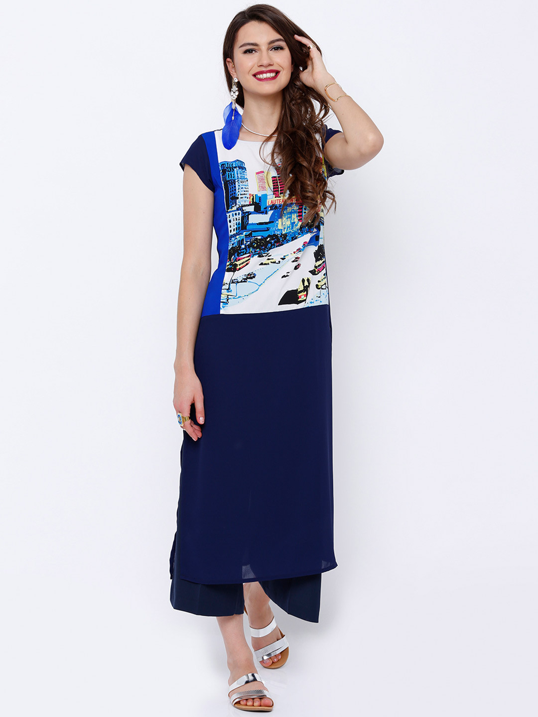 Vishudh Women Ethnic Motifs Printed Sequinned Kurta