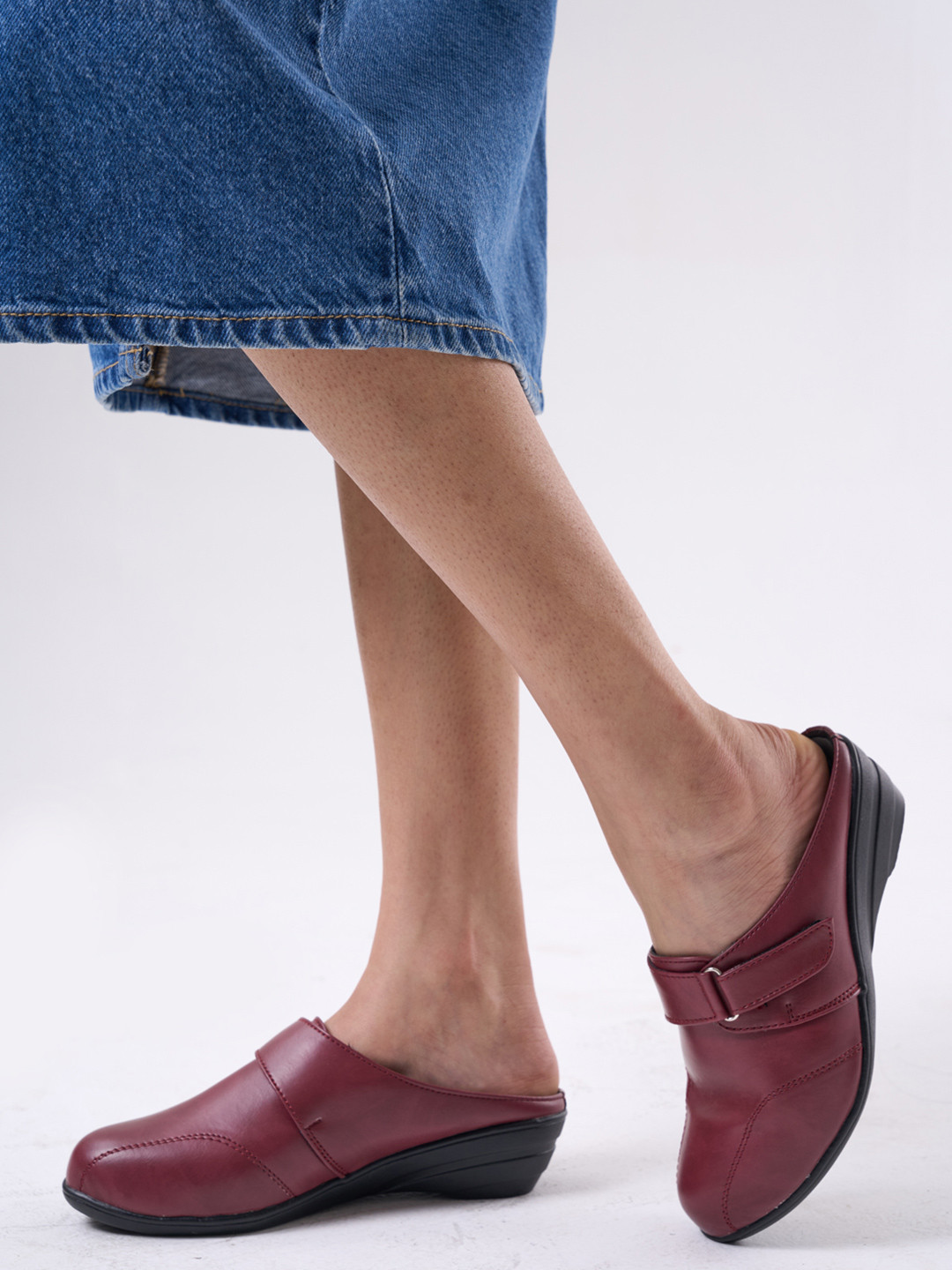 FAUSTO PU Work Wedge Mules with Buckles