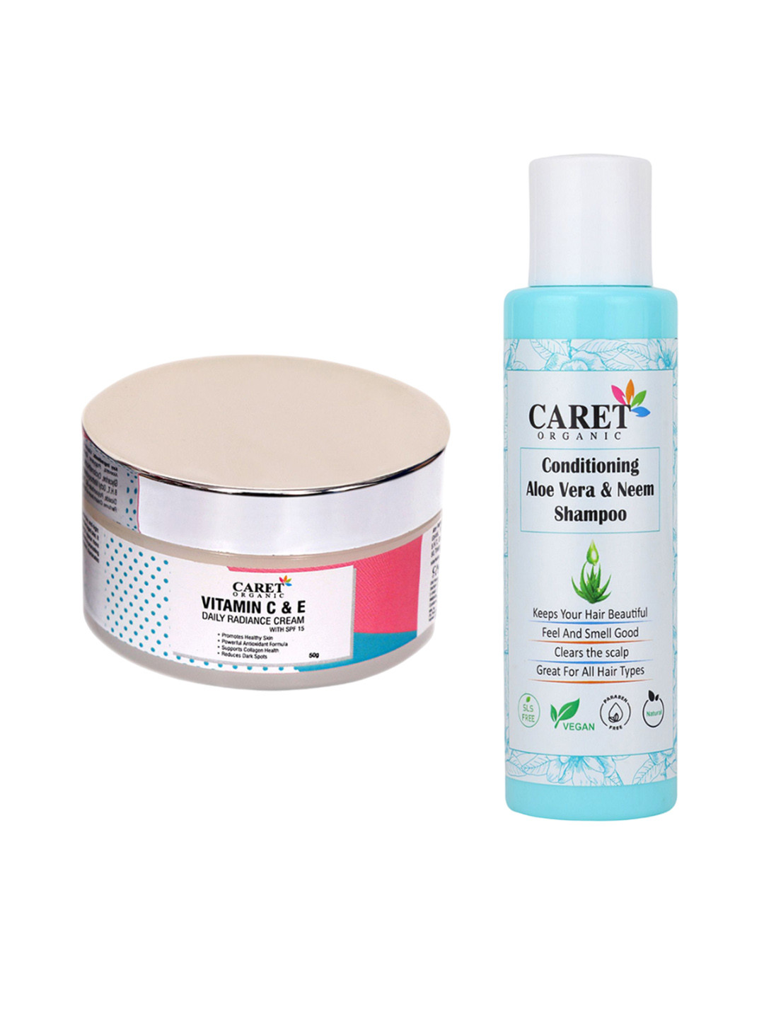 CARET ORGANIC Neem Shampoo-100ml & Vitamin C Nourishing Cream Combo-50g