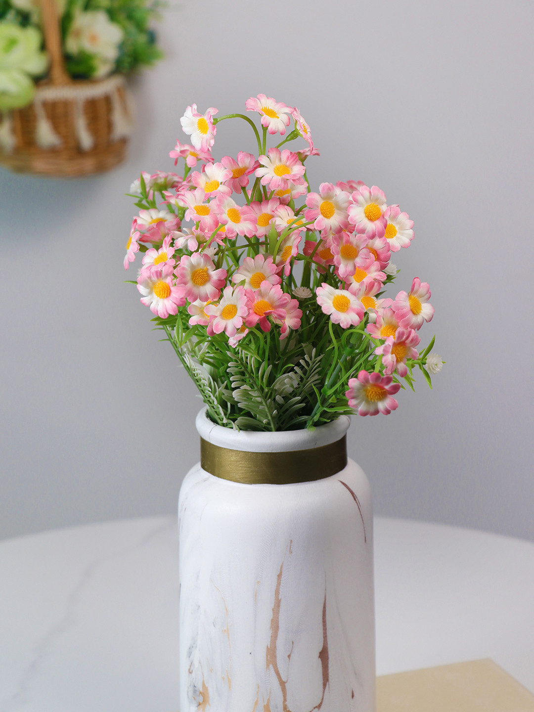 Art Street Pink 1 Pieces Peony Artificial Flower With Pot