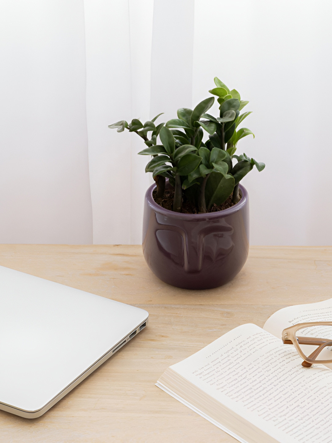 Claymistry Violet Glossy Ceramic Face Planters