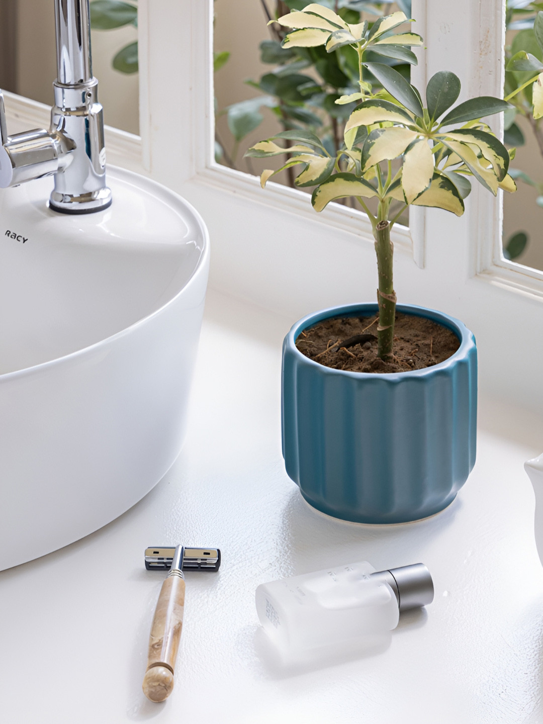 Claymistry Teal-Blue Textured Ceramic Planters