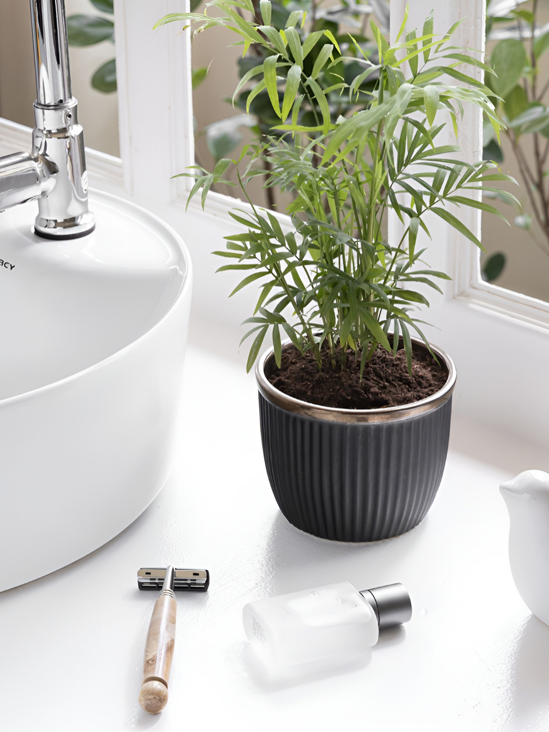 Claymistry Black Textured Ceramic Cylinder Planters