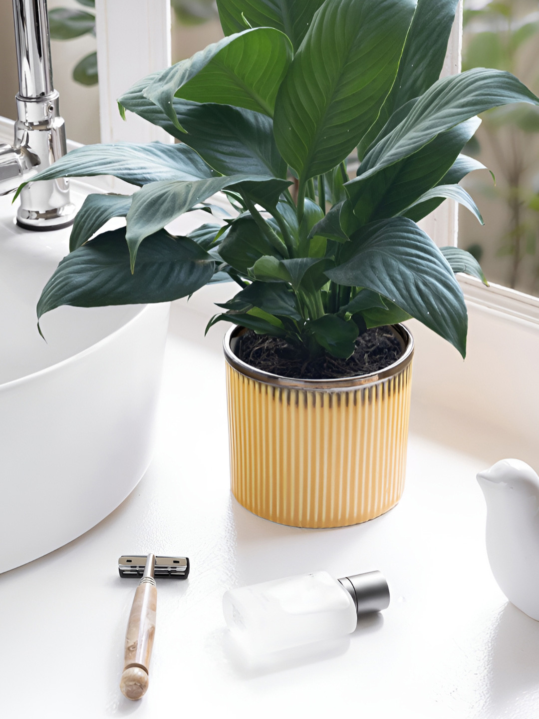 Claymistry Yellow Textured Ceramic Cylinder Planters