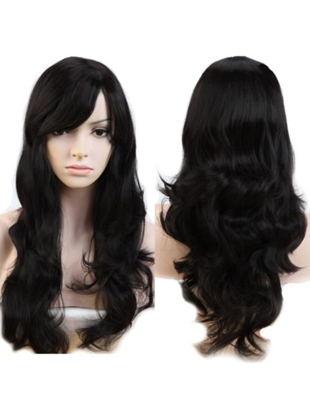 D-Divine Curly Wavy Silky Soft Hair Wigs-Black